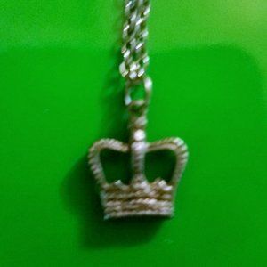 Silver 18" Necklace with Small Crown Charm